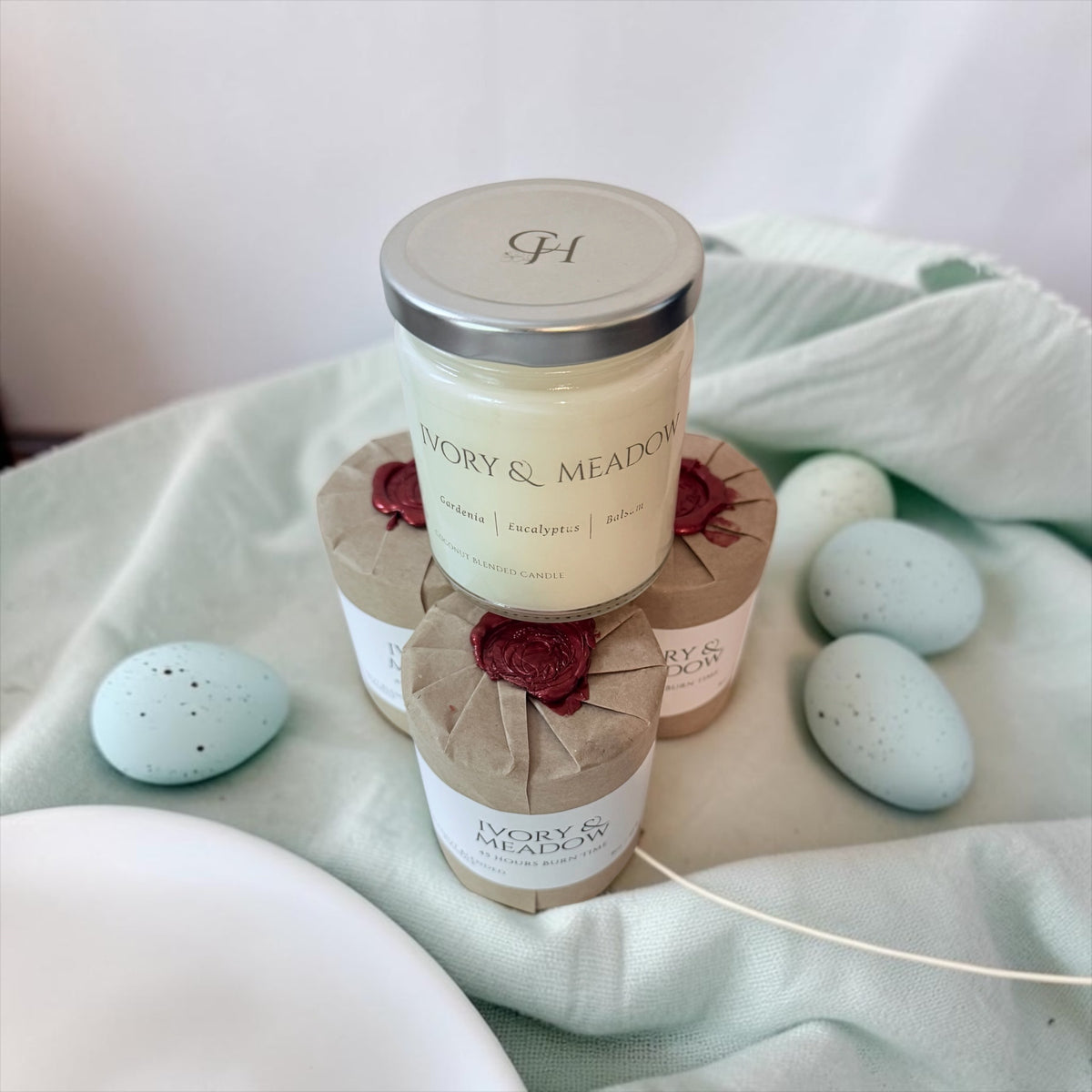 Ivory & Meadow candle from The Wrapped Collection by Charmed Harvest, view 7