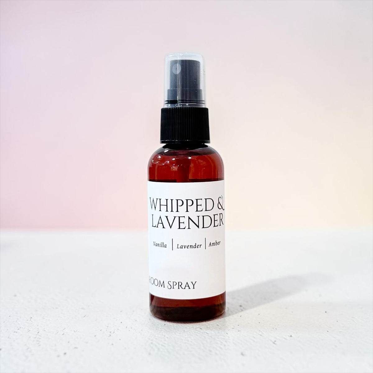 Whipped Lavender room spray bottle on a soft white background