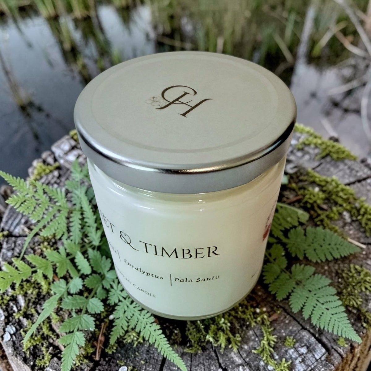 Quiet & Timber candle from The Wrapped Collection by Charmed Harvest, view 2