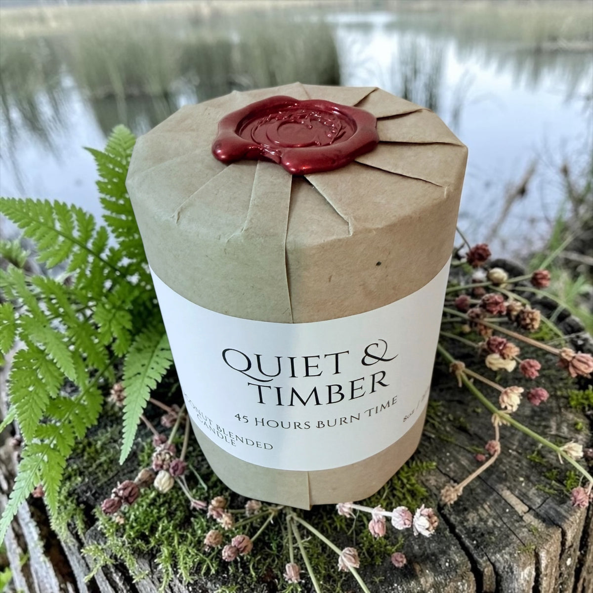 Quiet & Timber candle from The Wrapped Collection by Charmed Harvest, view 5