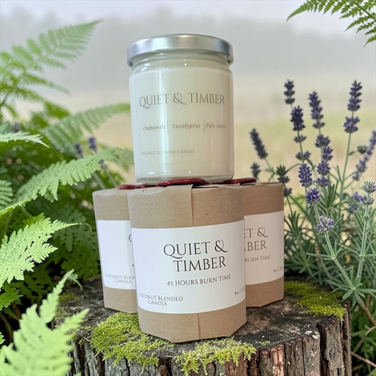 Quiet & Timber candle from The Wrapped Collection by Charmed Harvest, view 7