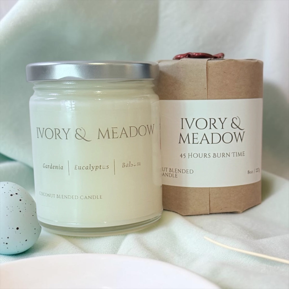 Ivory & Meadow candle from The Wrapped Collection by Charmed Harvest, view 2