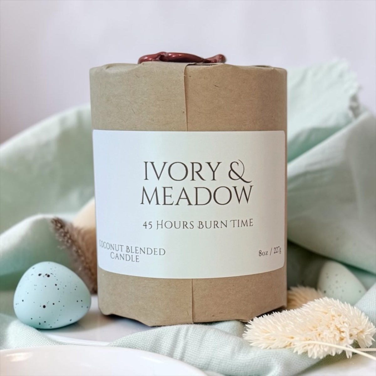 Ivory & Meadow candle from The Wrapped Collection by Charmed Harvest, view 3