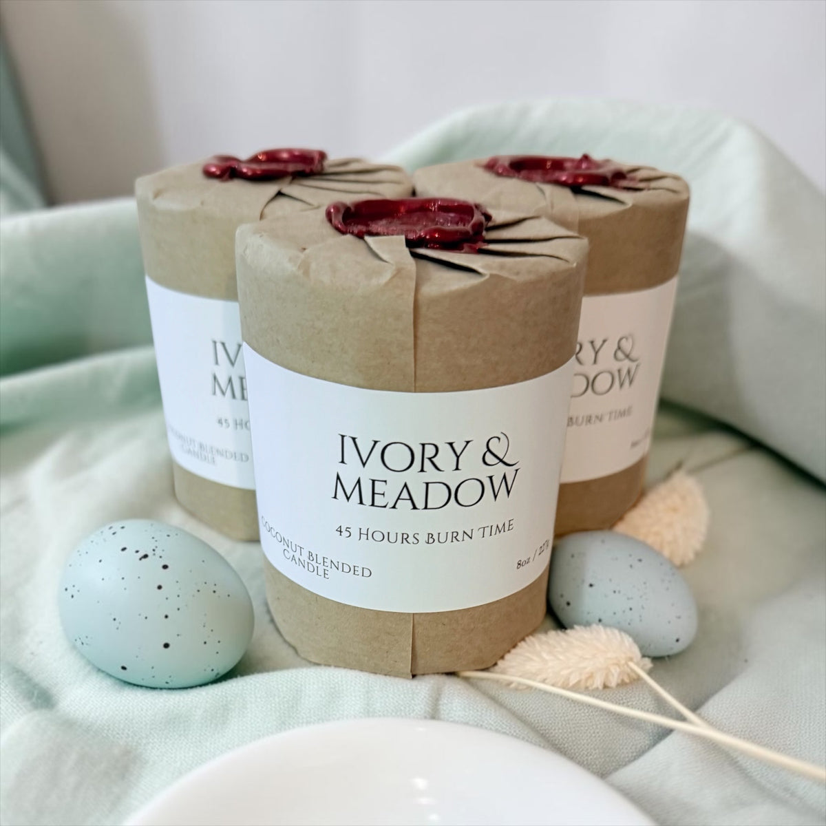 Ivory & Meadow candle from The Wrapped Collection by Charmed Harvest, view 6