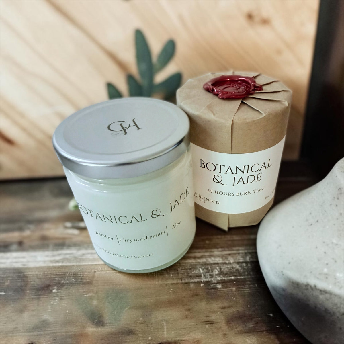 Botanical & Jade candle from The Wrapped Collection by Charmed Harvest, view 3