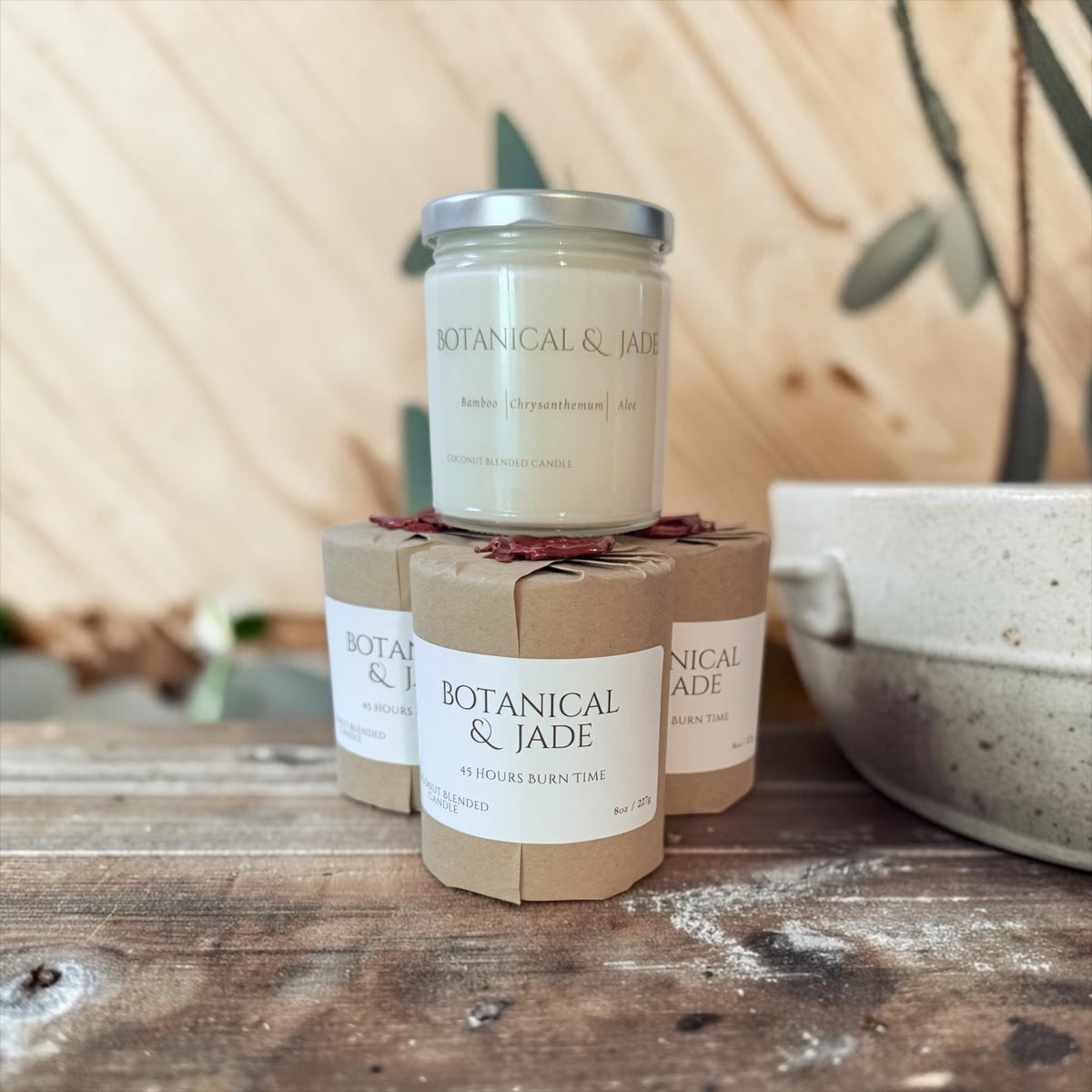 Botanical & Jade candle from The Wrapped Collection by Charmed Harvest, view 6