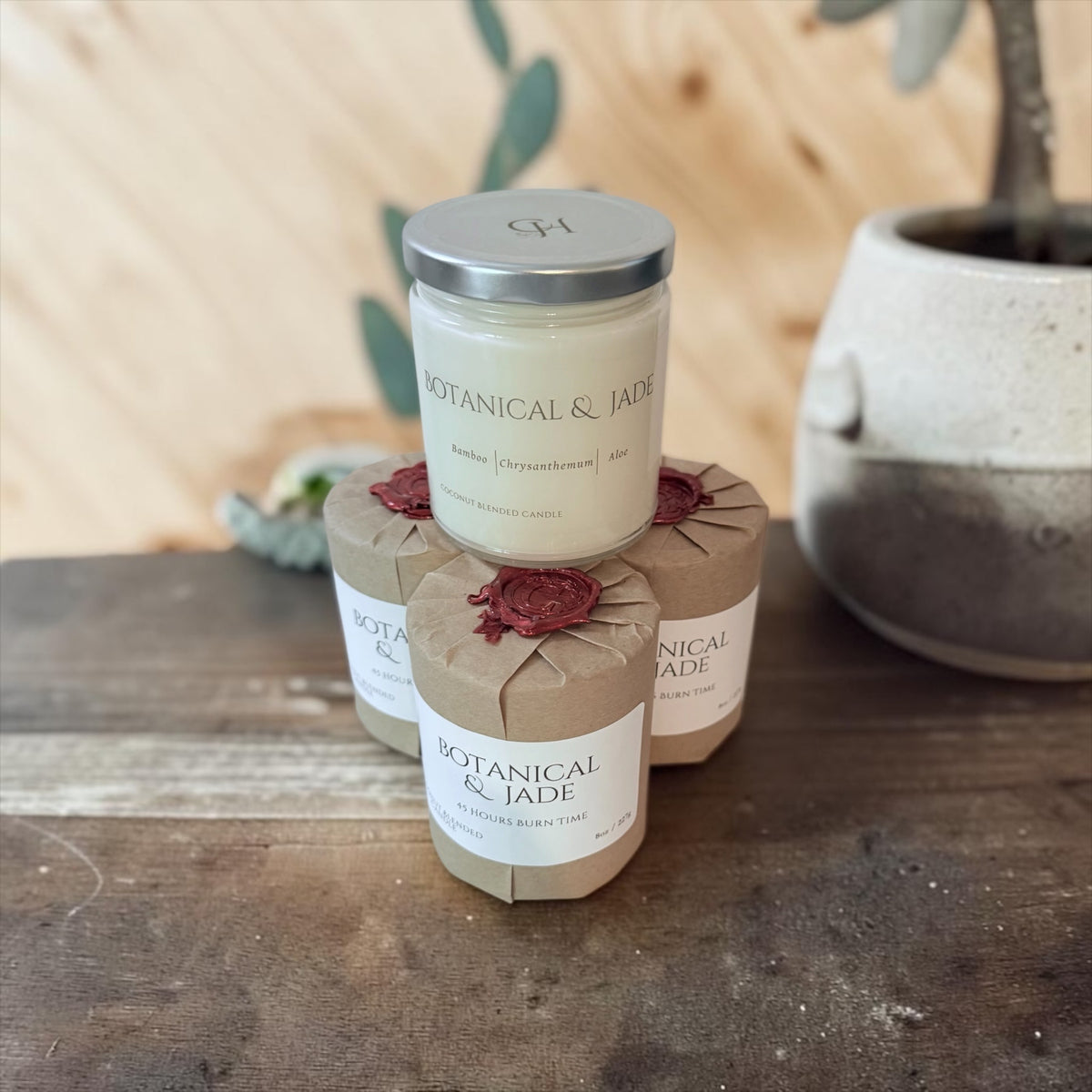 Botanical & Jade candle from The Wrapped Collection by Charmed Harvest, view 7
